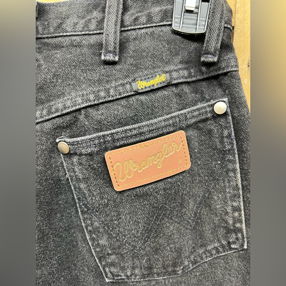 Sz 9 USA Vtg Wrangler Black Jeans Faded 13MWKG High Waist Wedgie Western 28x32